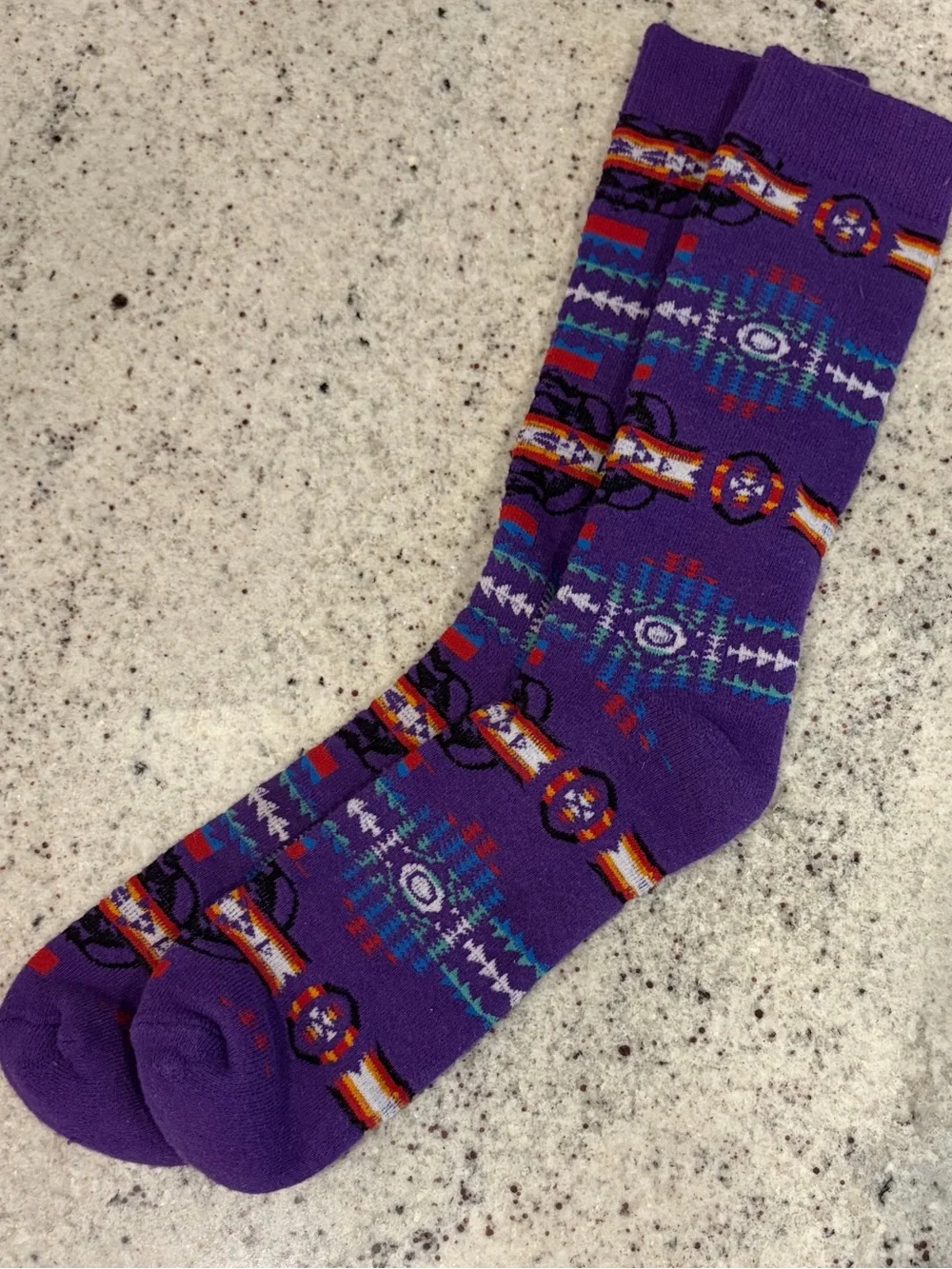 VTG 1990s Purple Aztec Patterned Crew Socks
